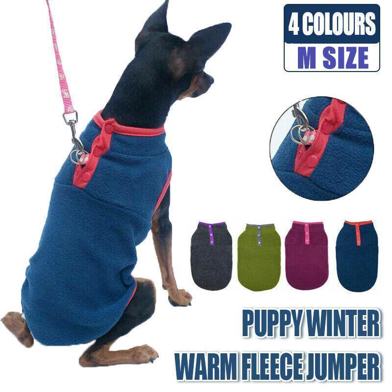 M Pet Dog Puppy Winter Warm Fleece Jumper Vest Coat Jacket Apparel Clothes Outdoor - Blue