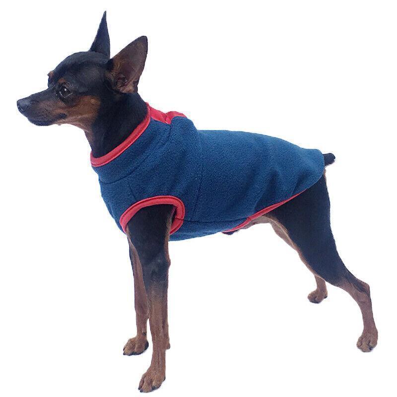 M Pet Dog Puppy Winter Warm Fleece Jumper Vest Coat Jacket Apparel Clothes Outdoor - Blue