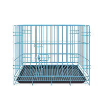 Metal Dog Crate Pet Cage with Divider for Puppies Cats Kennel Indoor Pet House - Small-Blue