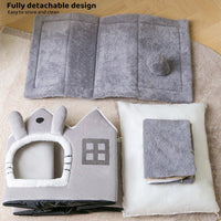 Removable Washable Pet House Four Seasons Cat Enclosed House - Brown-S