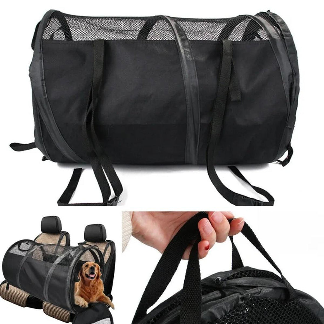 Foldable Pet Car Carrier Bag Breathable Travel Tent Portable Kennel for Transport - Grey