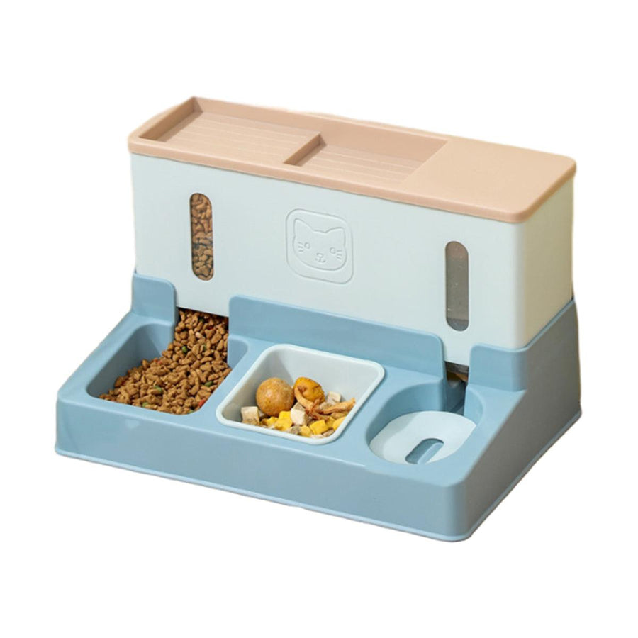 All in One Pet Feeding Bowl Cat Dog Water and Food Feeder Automatic Dispenser - Green