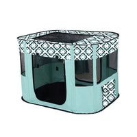 Foldable Cat Dog Kennel Pet Delivery Cage Portable Pet Fence Tent - Cyan-L
