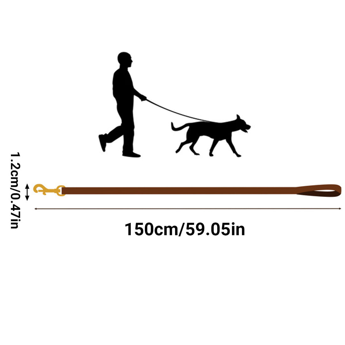 Dog Leash Cowhide Lead Heavy Duty Leather M Size Brown For Walking Training - Black
