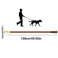 Dog Leash Cowhide Lead Heavy Duty Leather M Size Brown For Walking Training - Black
