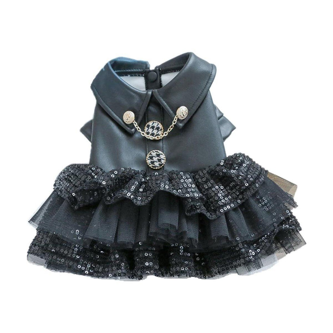 Pet Dog Cat Clothes Autumn Winter Fashion Sequin Small Leather Skirt Outfit - L