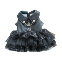 Pet Dog Cat Clothes Autumn Winter Fashion Sequin Small Leather Skirt Outfit - M