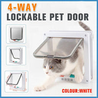 4-Way Safe Lockable Locking Pet Cat Dog Door Brushy Flap Screen L Large Size