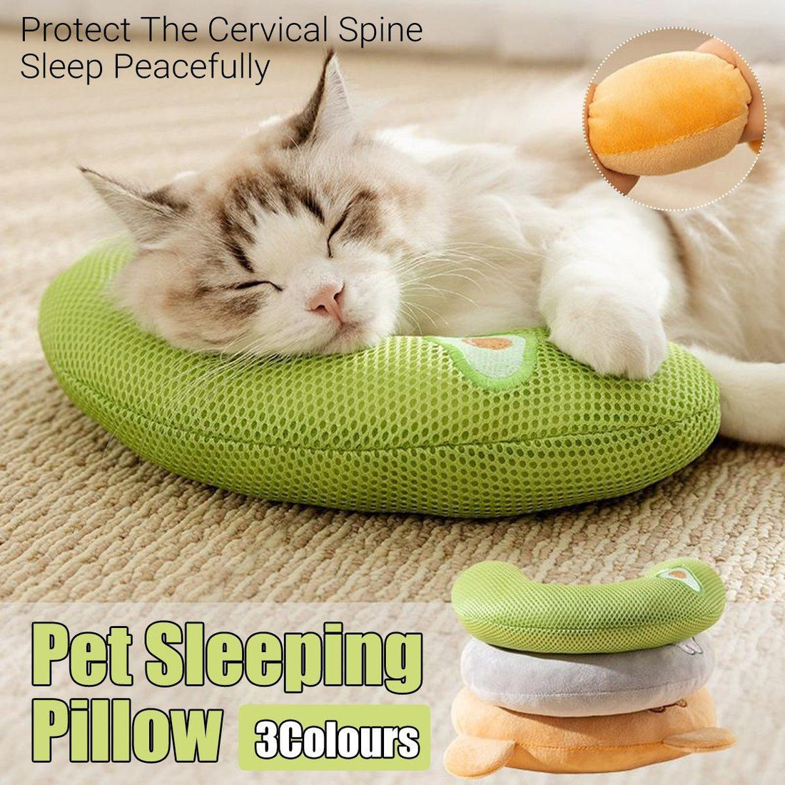Dog Pet U Shaped Pillow Cartoon Breathable Cat Sleeping Cushion for All Seasons - Brown