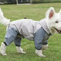 Waterproof Dog Raincoat with Hidden Leash Hole - Windproof and Comfortable for Outdoor Walks, Size:XXL (Back Length 39cm/15.35in, Bra 55cm/21.65in) Grey