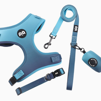 S Blue Adjustable Soft Pet Harness with Leash & Poop Bag Dispenser