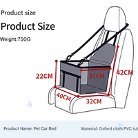 Black bone print Portable Pet Car Seat for Dogs and Cats - Adjustable Car Seat Cover, Pet Travel Car Carrier with Safety Belt