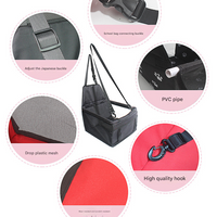 Black and Red Portable Pet Car Seat for Dogs and Cats - Adjustable Car Seat Cover, Pet Travel Car Carrier with Safety Belt