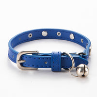 3 pcs Dark blue Stylish PU Leather Pet Collar - Anti-Loss, Puppy Bell, Star & Moon Design Width 1.2cm Total Length 35cm