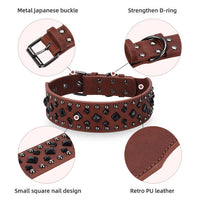 Size S Pink 1 pack Stylish PU Leather Dog Collar with Spikes - Adjustable, Durable & Comfortable for Medium to Large Breeds