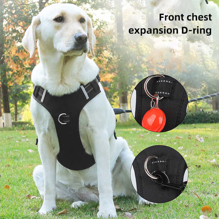 Size S Black Reflective No-Pull Dog Harness - Adjustable & Durable for Large Breeds, Anti-Escape Design