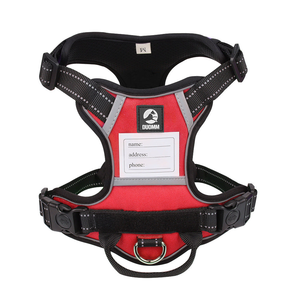 Size M Red Reflective No-Pull Dog Harness - Adjustable & Durable for Large Breeds, Anti-Escape Design