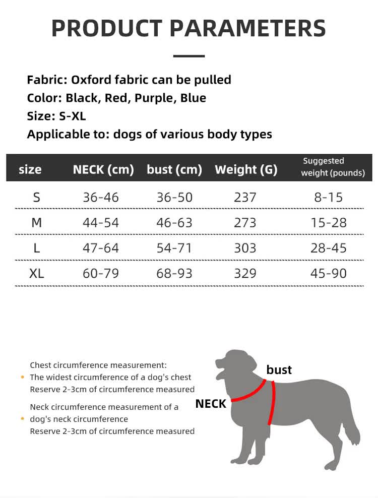 Size M Red Reflective No-Pull Dog Harness - Adjustable & Durable for Large Breeds, Anti-Escape Design