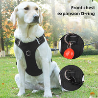 Size M Black Reflective No-Pull Dog Harness - Adjustable & Durable for Large Breeds, Anti-Escape Design