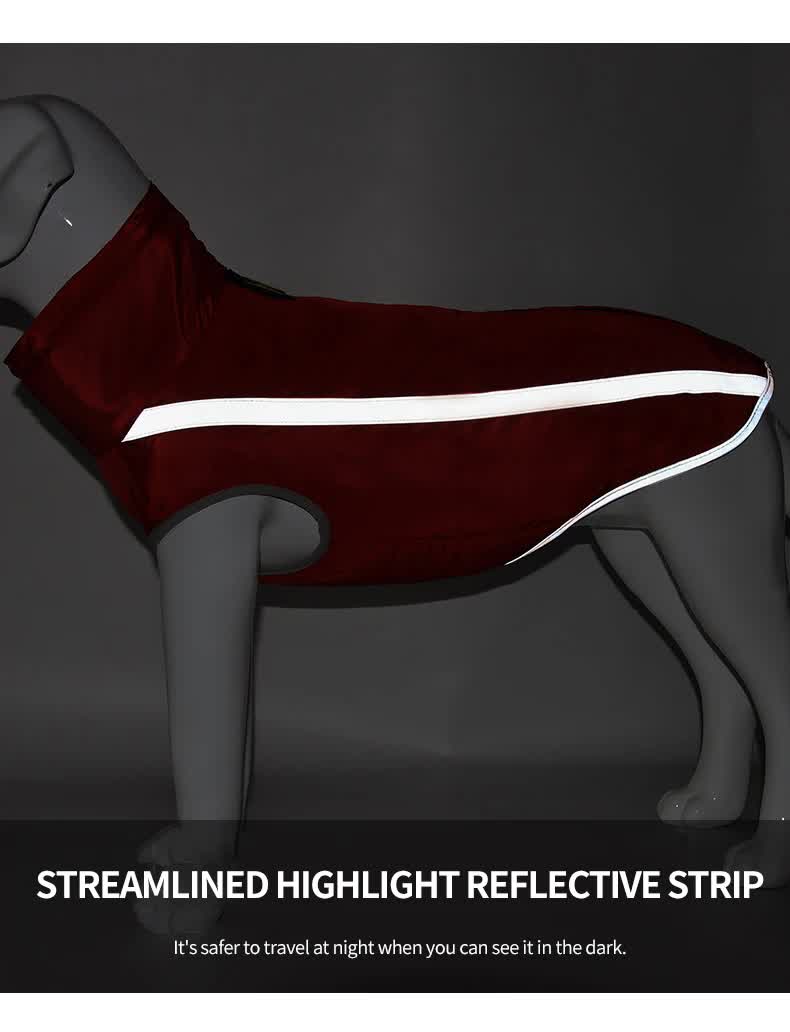 Size 2XL Red Reflective Winter Dog Jacket - Warm & Waterproof Outdoor Coat for Large Breeds