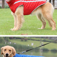 Size 2XL Red Reflective Winter Dog Jacket - Warm & Waterproof Outdoor Coat for Large Breeds