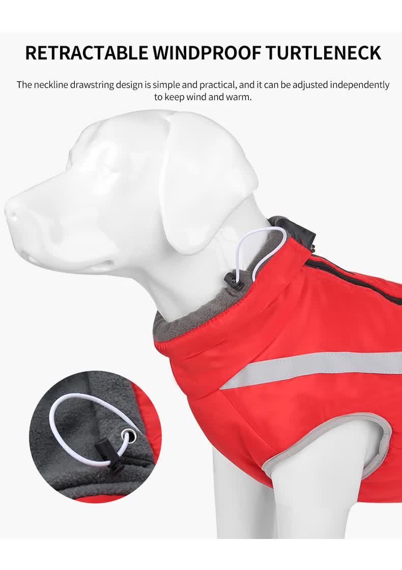 Size 3XL Blue Reflective Winter Dog Jacket - Warm & Waterproof Outdoor Coat for Large Breeds