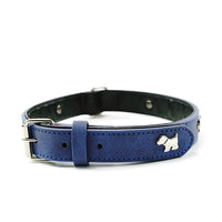2 PCS Blue Soft Leather Dog Collar - Adjustable & Durable for Medium/Large Dogs M-(58*2.5cm)