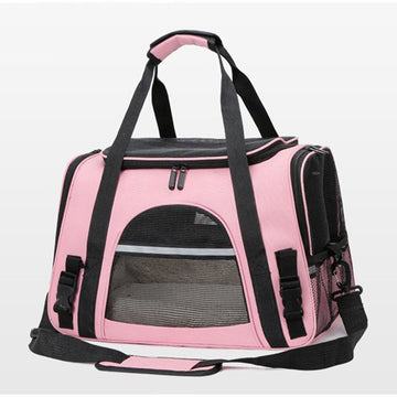 Portable Pet Bag for Small Dogs and Cats - Light pink Travel Tote with Pet Mat (44x25x28cm)