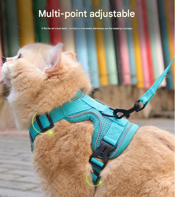 Brown Reflective Mesh Dog Harness and Leash Set - Adjustable No-Pull Vest - L