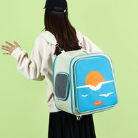 Expandable Pet Carrier Backpack for Cats & Small Dogs - Breathable Mesh, Multiple Entrances(Purple)