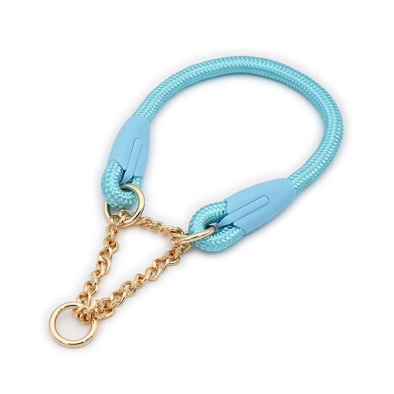 Blue Durable Nylon P-Collar Dog Training Set - Heavy Duty Leash & Martingale Collar (Size : L)