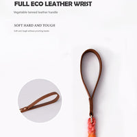 Premium Leather Pet Collar and Leash - Soft, Strong Braided Rope (Dark gray - Size L)