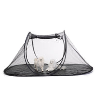 Black Portable Pop-Up Pet Tent - Lightweight Foldable Outdoor Enclosure for Dogs & Cats, Breathable Mesh Travel Kennel