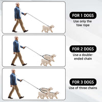 Red 3-in-1 Tangle-Free Dog Leash for 1-3 Dogs - Heavy Duty Bungee Coupler with Reflective Stitching & Padded Handle