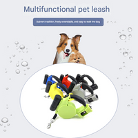 Black 3-in-1 Retractable Dog Leash with LED Flashlight & Poop Bag Dispenser | Heavy Duty Tangle-Free Leash for Safe Night Walks