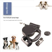 Black 3-in-1 Retractable Dog Leash with LED Flashlight & Poop Bag Dispenser | Heavy Duty Tangle-Free Leash for Safe Night Walks