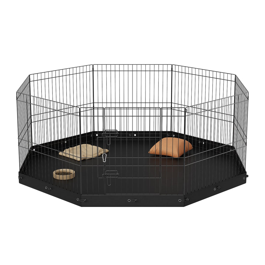 VEVOR Dog Playpen, 8 Panels Foldable Metal Dog Exercise Pen with Bottom Pad, 24" H Pet Fence Puppy Crate Kennel with Ground Stakes, Indoor Outdoor Dog Pen for Small Medium Pets, for Camping, Yard